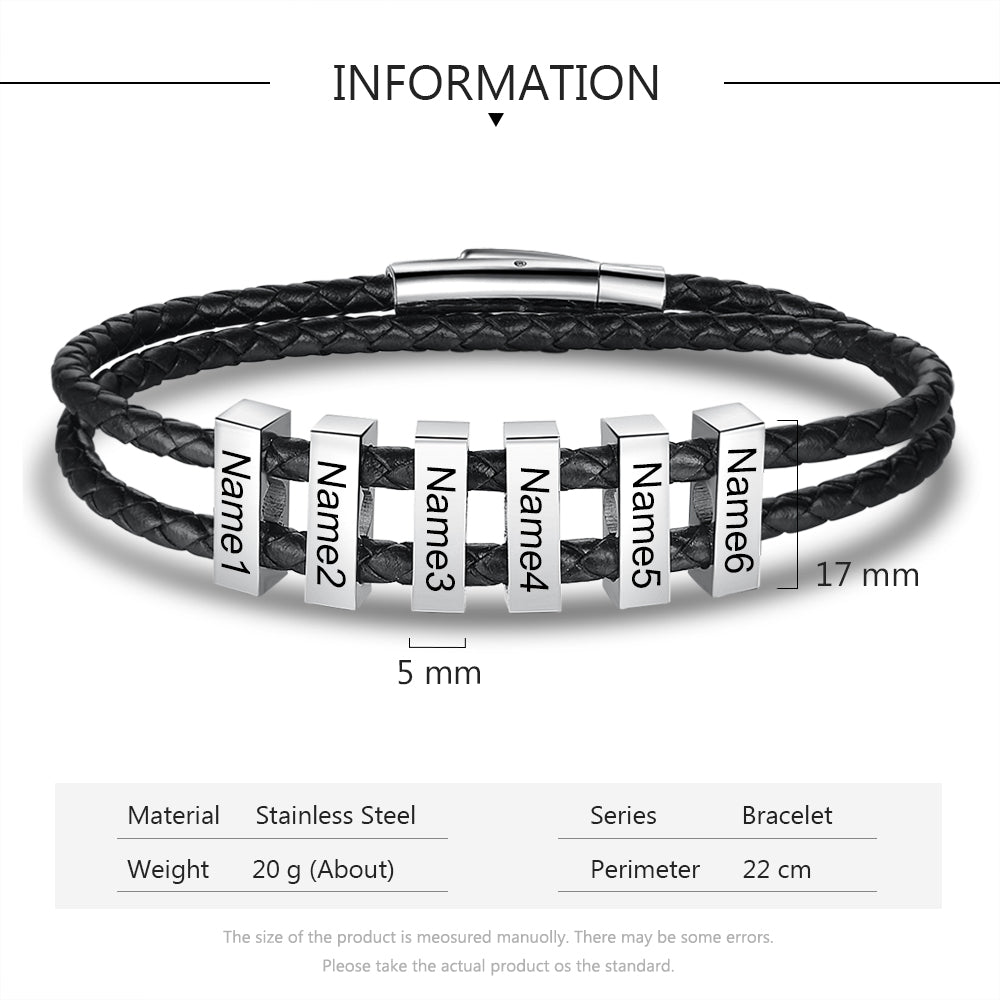 "Classic men’s leather bracelet, personalised and handmade in the UK"