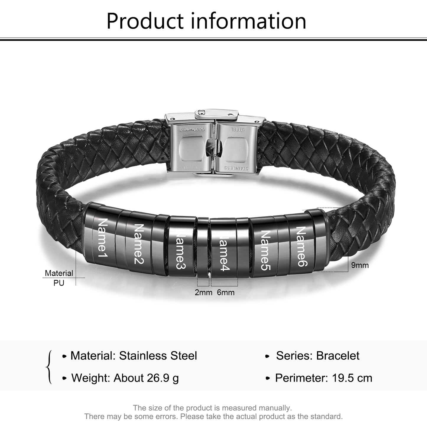 Personalised Leather Bracelet For Men | Men's Bracelets | Personalised Jewellery For Men | Personalised Gift For Him