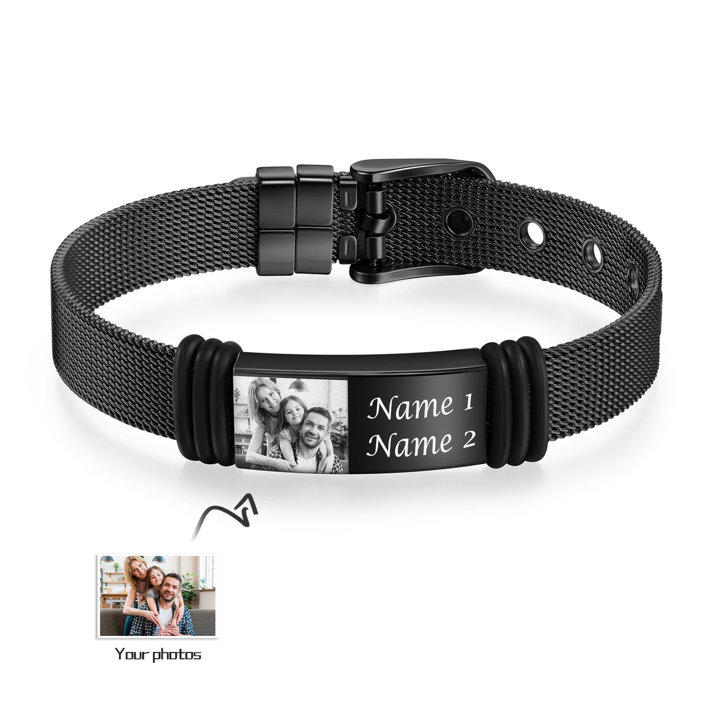 Personalised Photo Leather Bracelet For Men | Bespoke Leather Bracelet For Men With Photo | Customised Gift for Boyfriend | Anniversary Gift Form Men