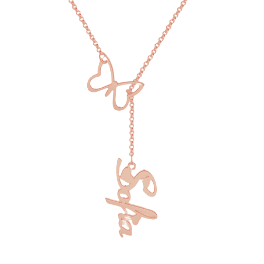 Personalised Butterfly Name Necklace | Customised Name Necklace With Butterfly