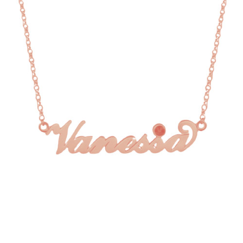Personalised Name Necklace With Birthstone | Bespoke Name Necklace