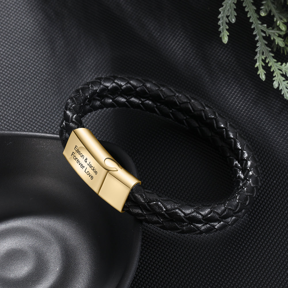 Personalised Leather Bracelet For Men | Men's Bracelets | Personalised Gift For Him | Personalised Jewellery For Men