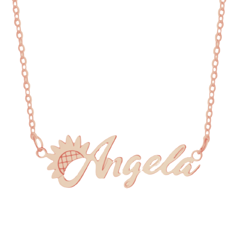 Bespoke Sunflower Name Necklace | Customised Name Necklace With Sunflower