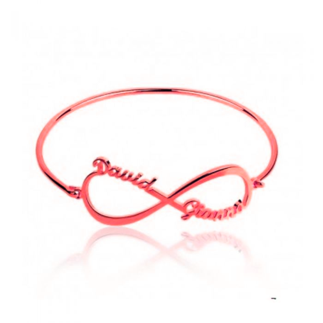 Customised Infinity Name Bracelet | Personalised Sterling Silver Name Bangle For Her