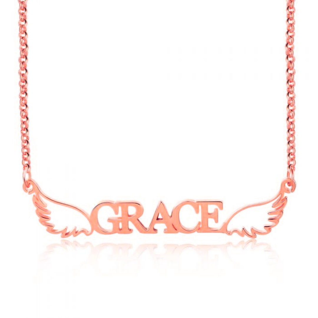 Bespoke Name Necklace | Personalised Name Necklace With Wings