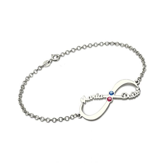 Bespoke Birthstone Name Bracelet | Personalised Sterling Silver Name Bracelet With Birthstones