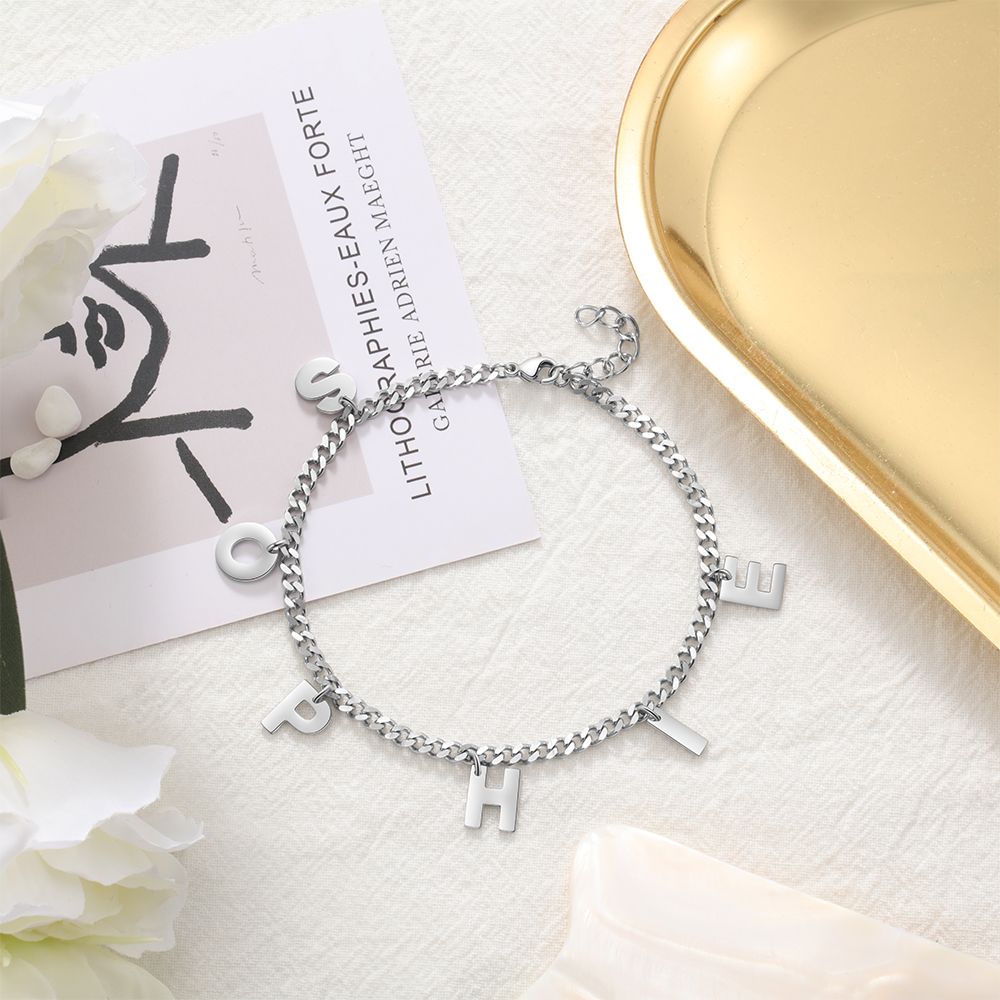 Personalised Name Letter Bracelet | Customised 6 Letters Bracelet
