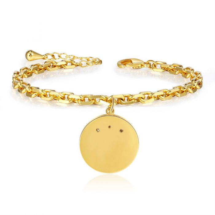 Personalised Evil Eye Bracelet For Her | Customised Engraved Charm Bracelet With Birthstone