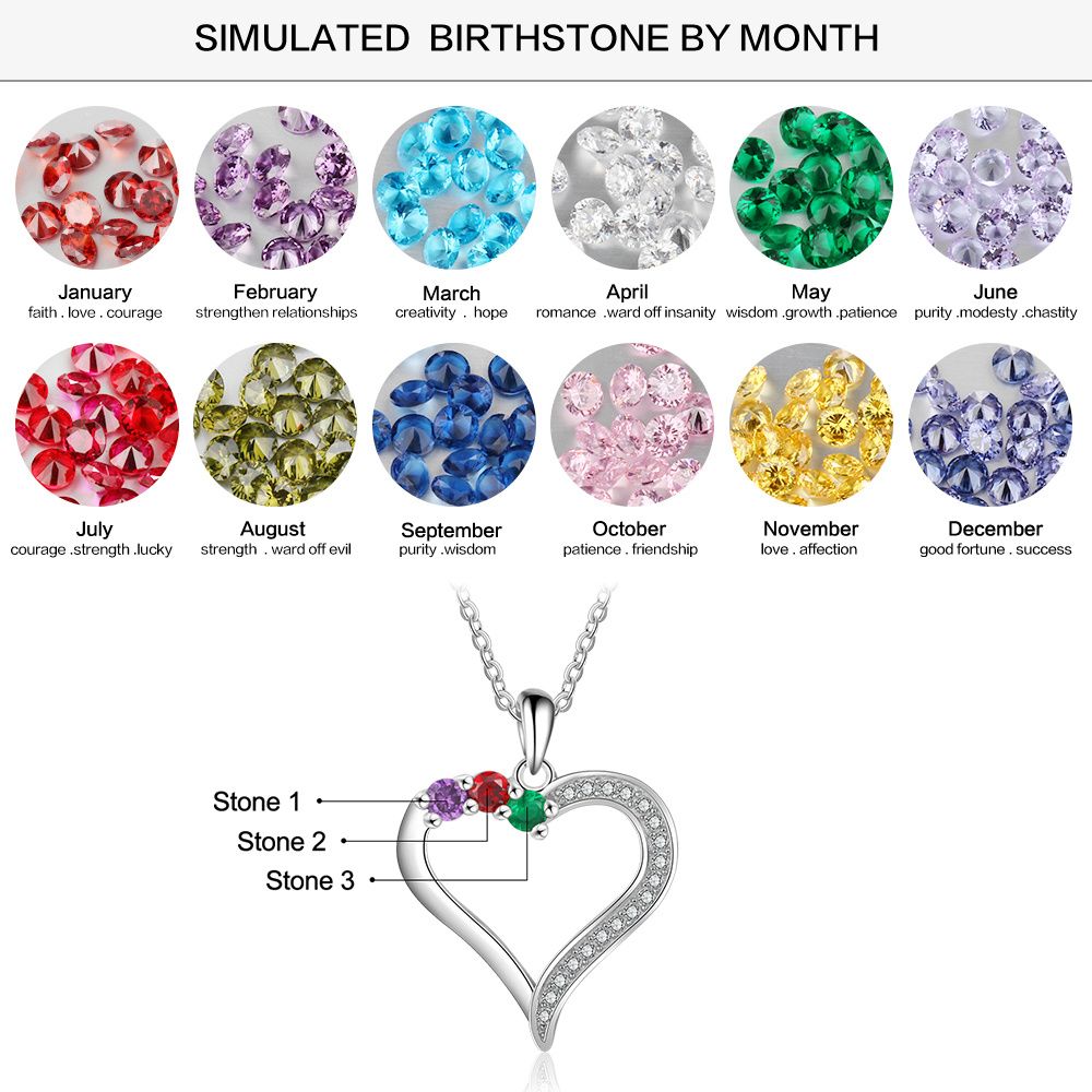 Personalised Necklace With Birthstones | Customised Gift For Mum