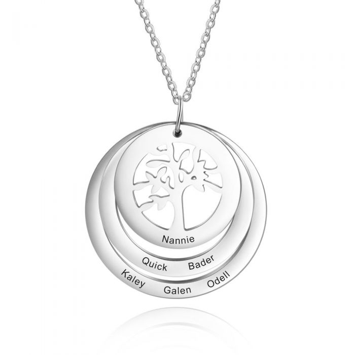 Personalised Family Tree Necklace | Bespoke Engraved 6 Names Family Tr ...