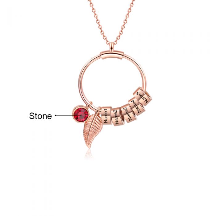 Bespoke Name Necklace | Personalised Engraved Rings Necklace With Birthstone