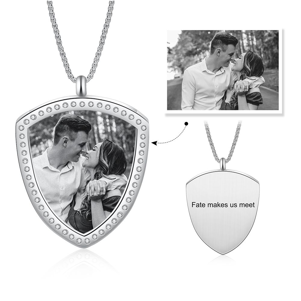 Personalised Sheild Shape Photo Necklace | Customised Photo Necklace For Her