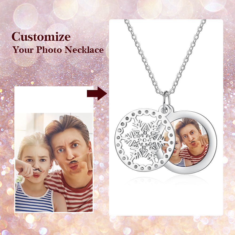 Personalised Christmas Gift Snowflake Photo Necklace | Bespoke Christmas Gift Ideas