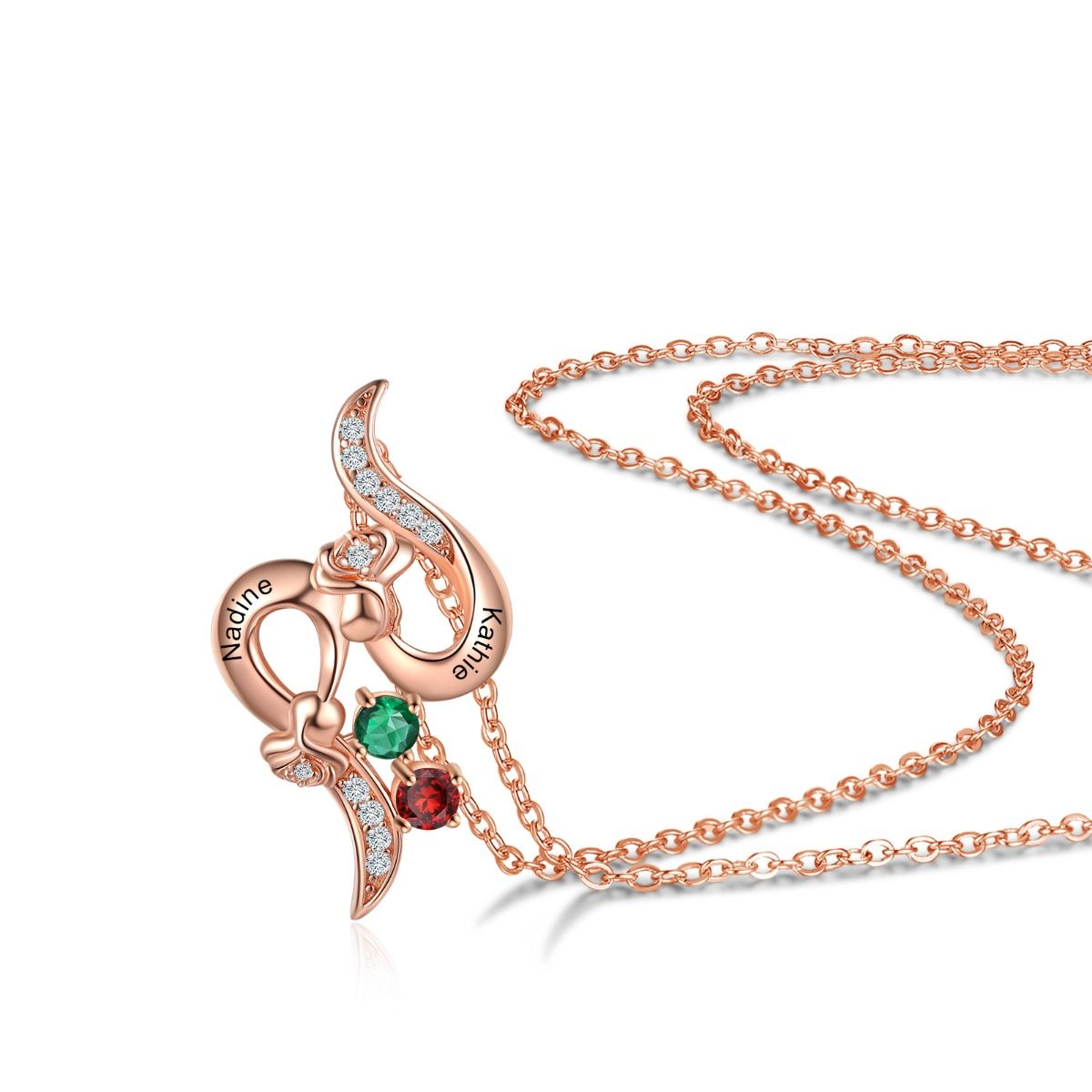 Rose Personalised Necklace With Birthstones | Bespoke Gift For Mum