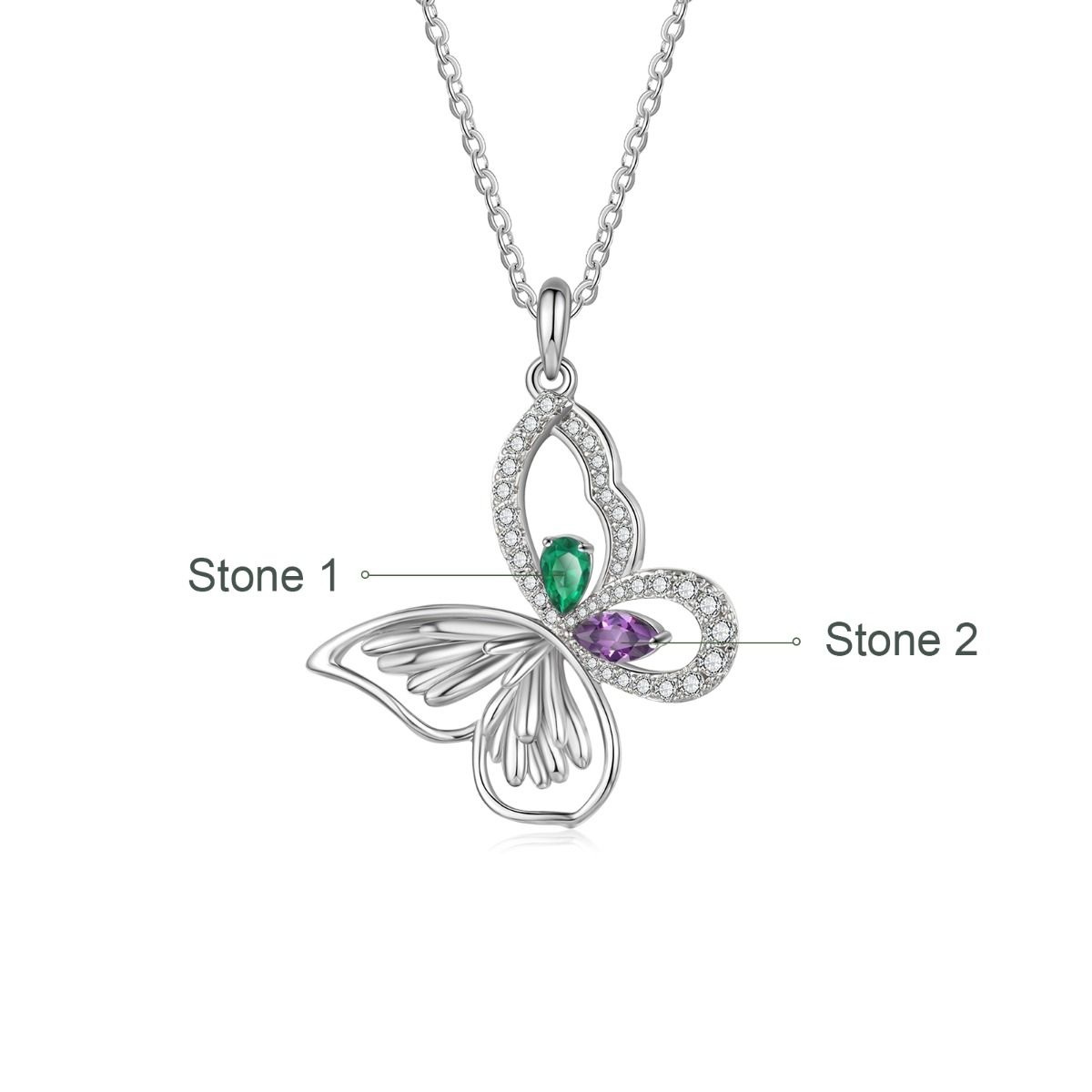 Bespoke Necklace For Women | Customised Butterfly Birthstone Necklace