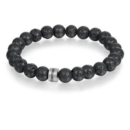 	2.	Close-up of personalised men’s lava bead bracelet
