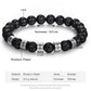 Black lava bead men’s bracelet with engraved name plate