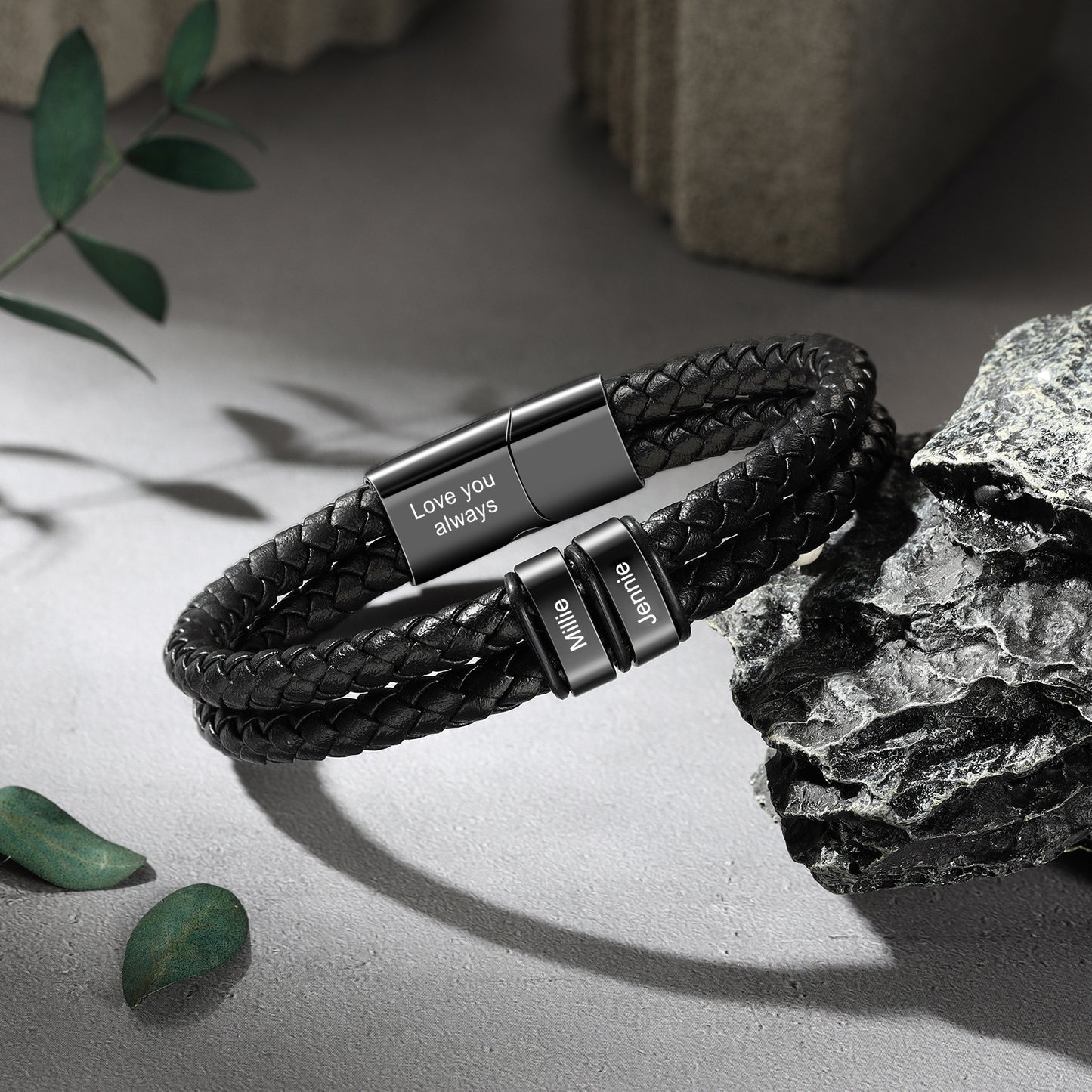 Custom Leather Bracelet For Men - Personalised Men's Leather Bracelet..
