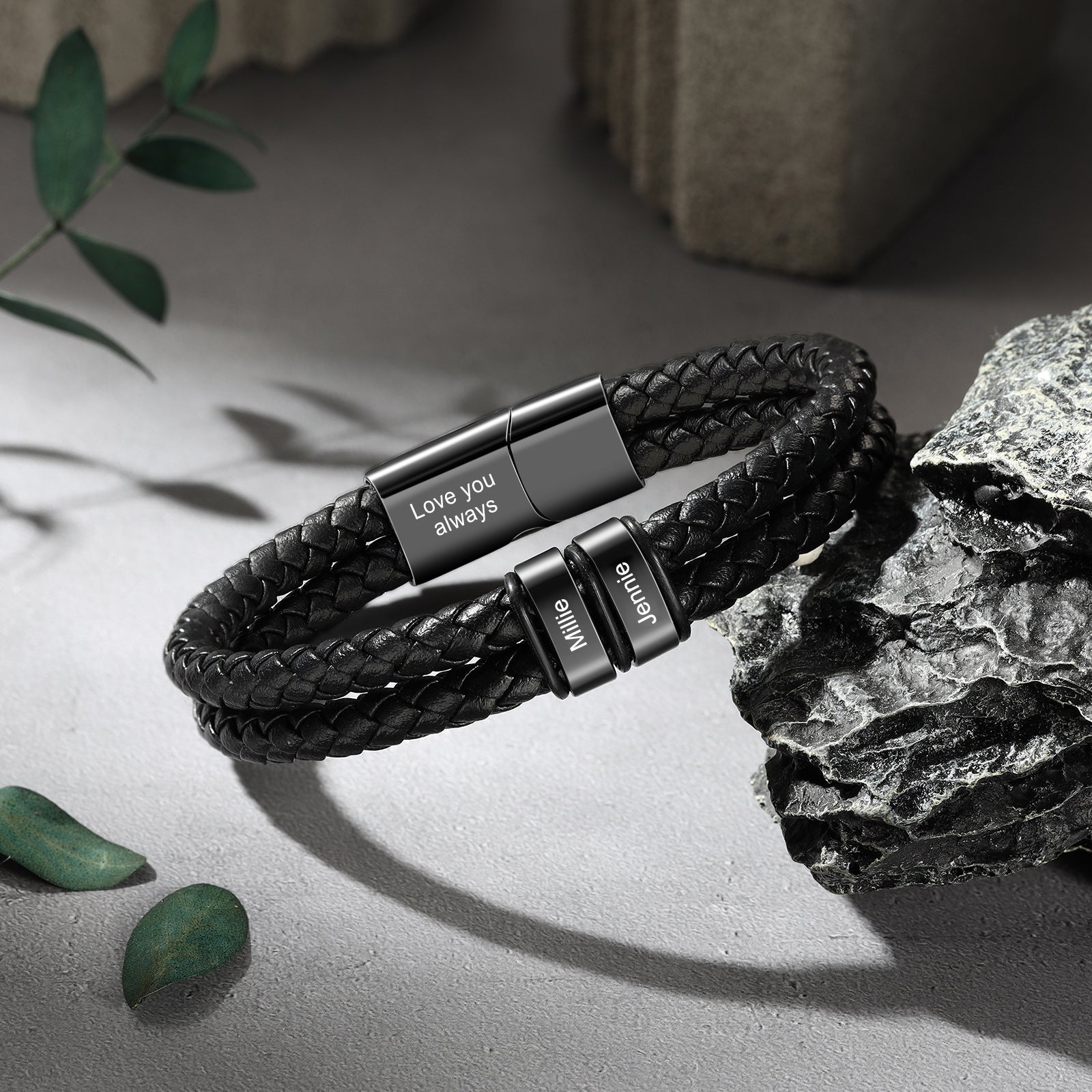 Custom Leather Bracelet For Men - Personalised Men's Leather Bracelet..