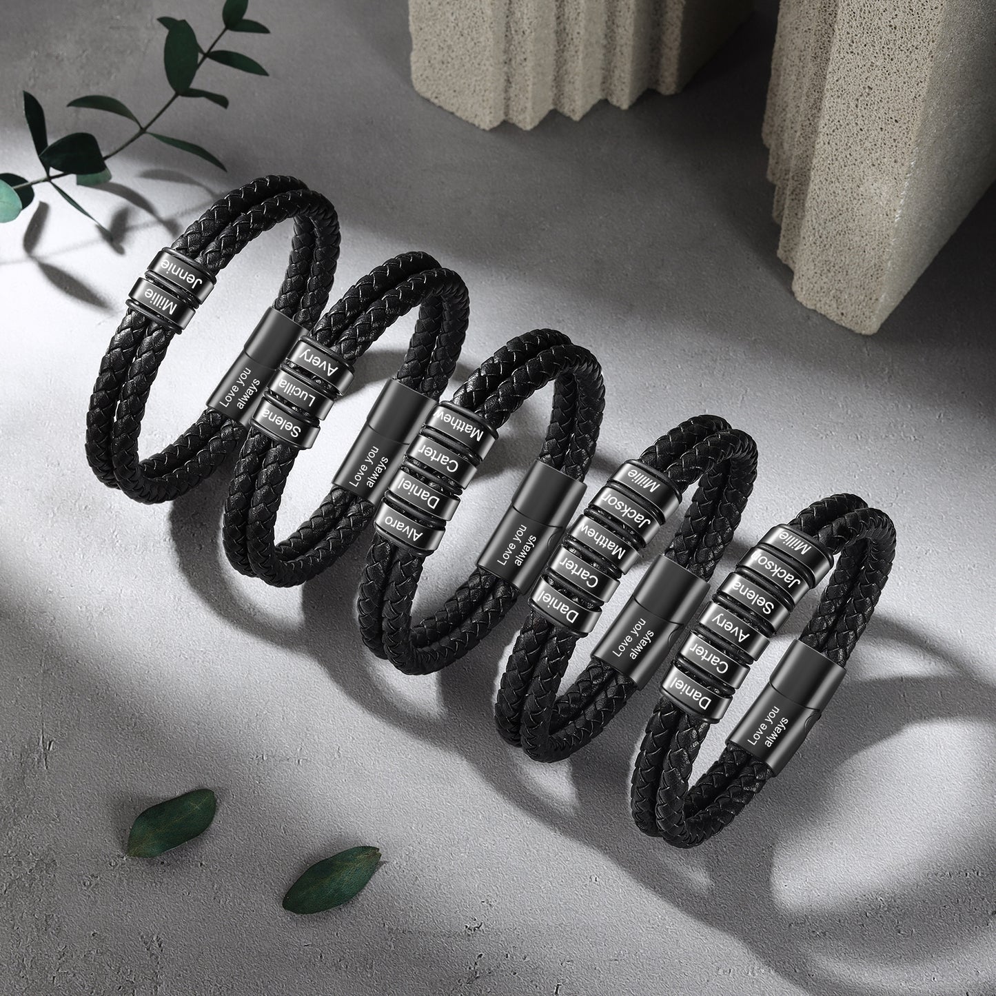Custom Leather Bracelet For Men - Personalised Men's Leather Bracelet.