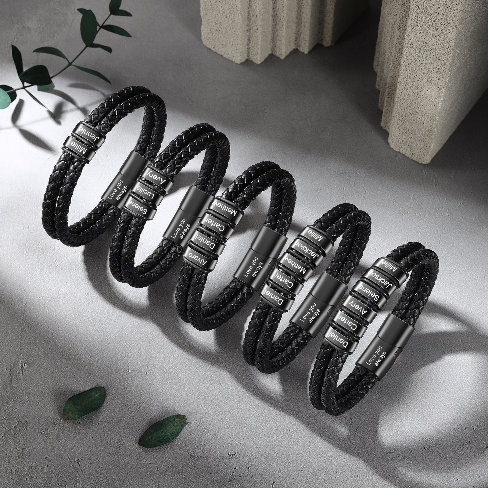 Custom Leather Bracelet For Men - Personalised Men's Leather Bracelet.