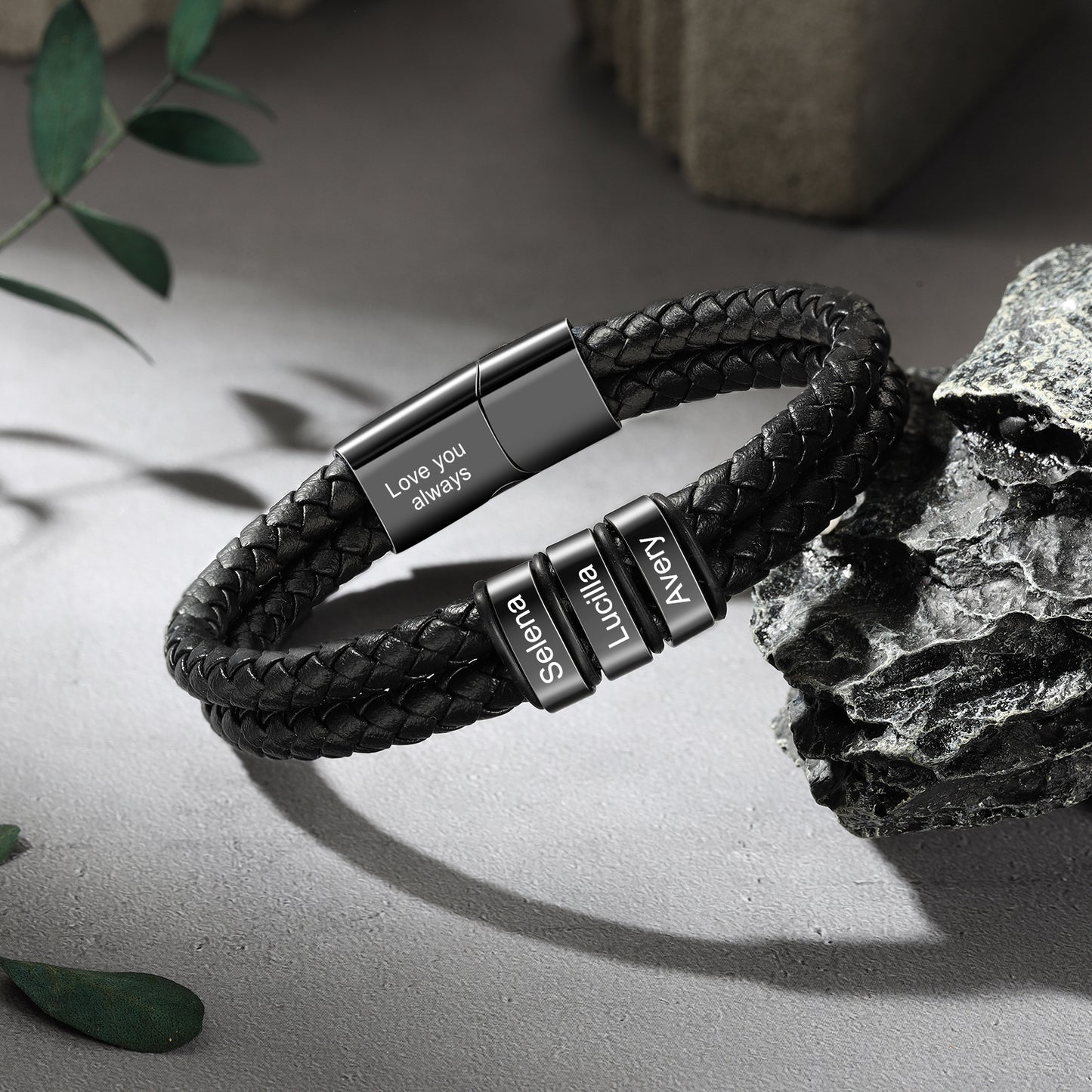 Custom Leather Bracelet For Men - Personalised Men's Leather Bracelet