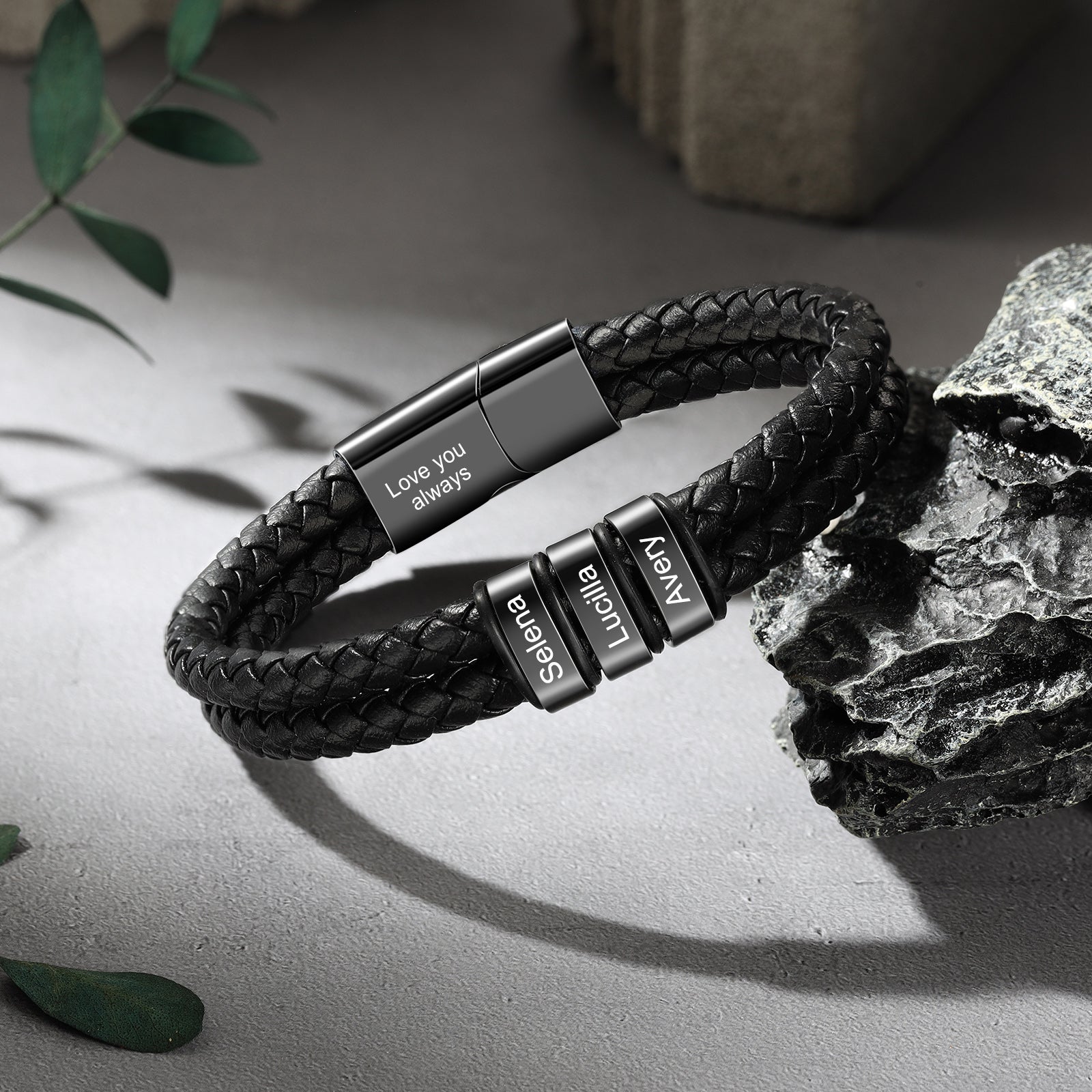 Custom Leather Bracelet For Men - Personalised Men's Leather Bracelet