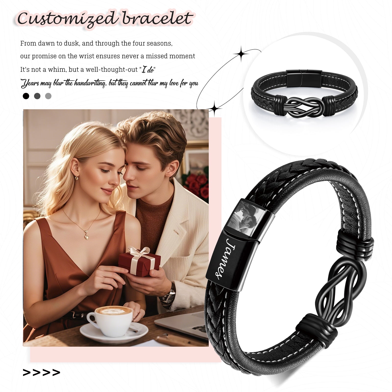 Custom stainless steel photo bracelet for husband