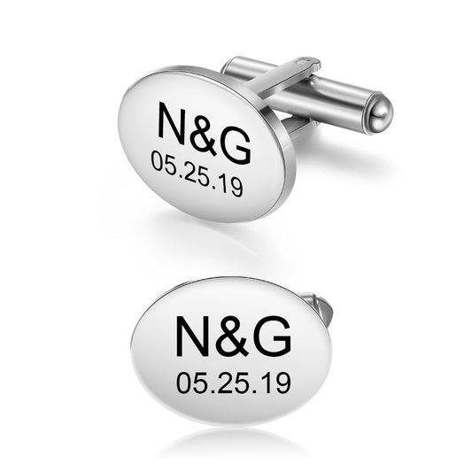 Elegant engraved cufflinks with name and date
