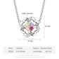 Flower pendant with heart-shaped birthstone charms for women