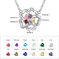 Heart birthstone flower pendant personalised jewellery UK