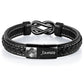 Personalised men’s leather bracelet with engraved photo and name