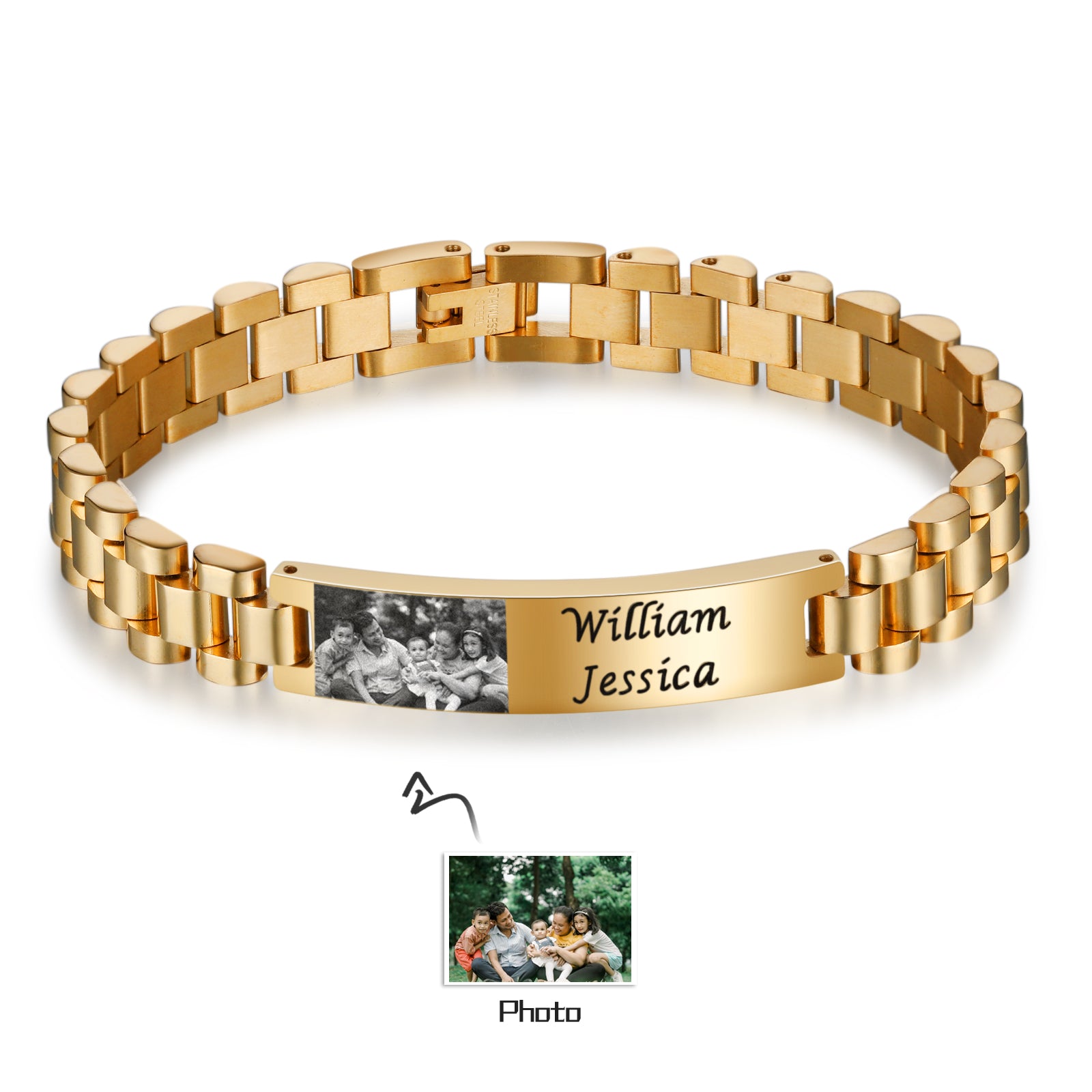 Stylish men’s bracelet with photo and engraving