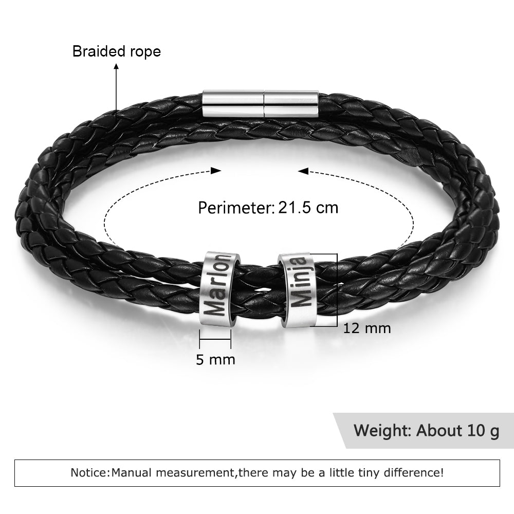Custom Leather Bracelet for Men - Personalised Leather Bracelet for Him#

