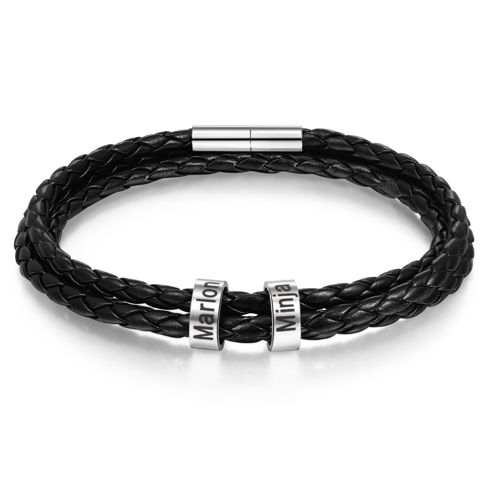 Custom Leather Bracelet for Men - Personalised Leather Bracelet for Him