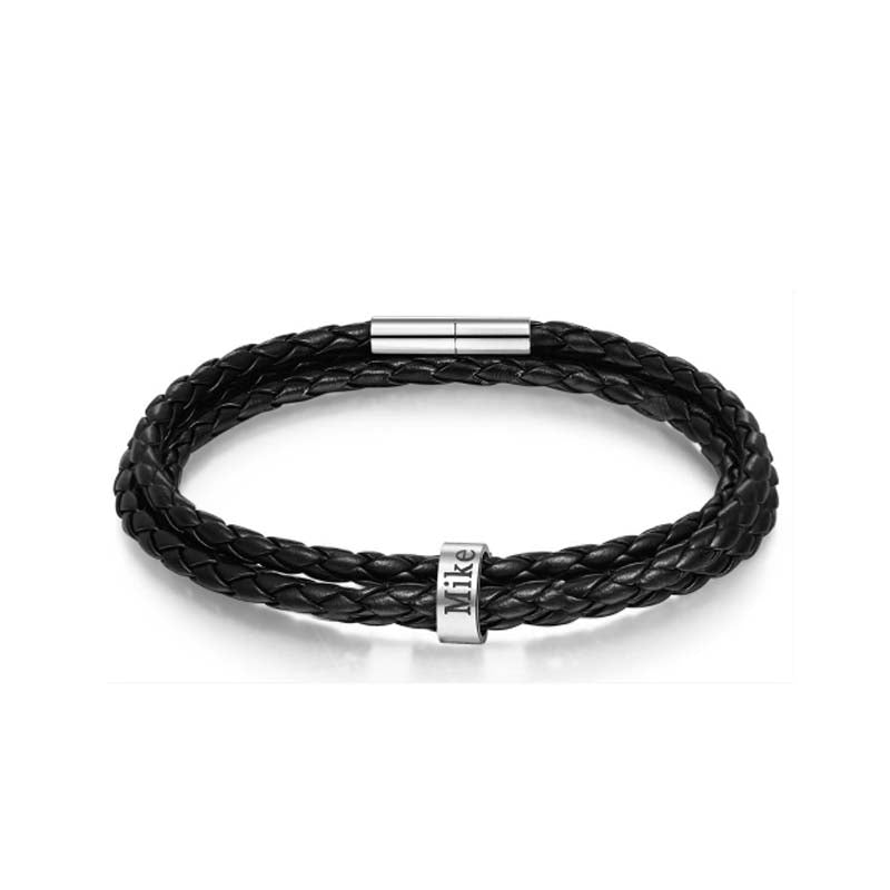 Custom Leather Bracelet for Men - Personalised Leather Bracelet for Him