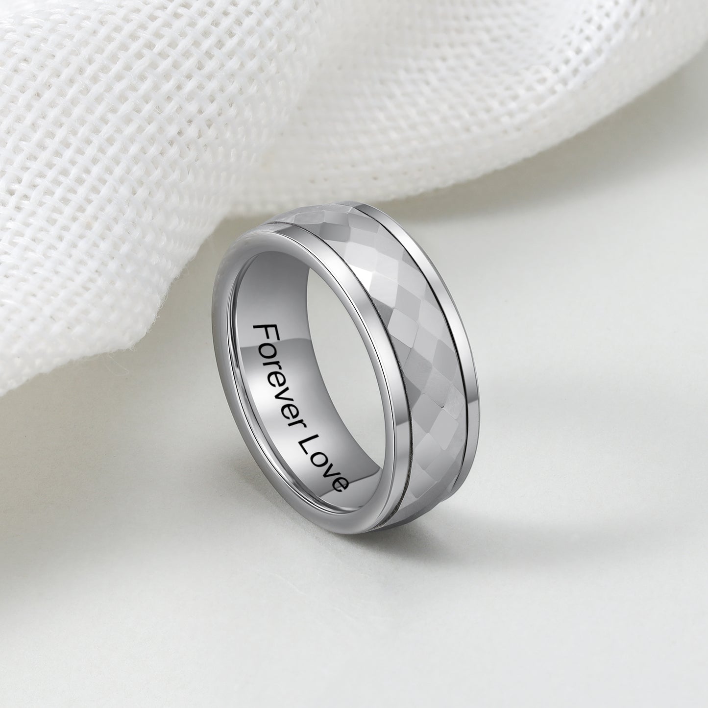 Personalised Men's Band Ring | Faceted Men's Ring | Wedding Band For Men | Engagement Ring For Men