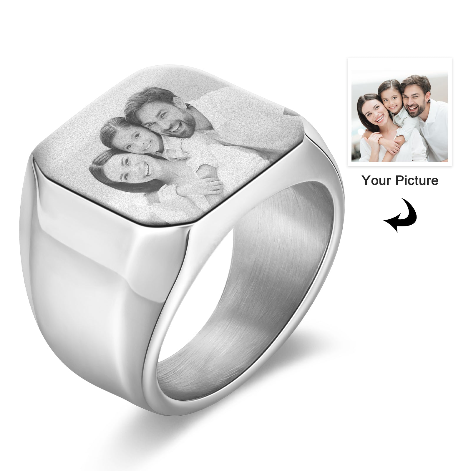 Customised Signet Ring For Men | Personalised Photo Ring For Him | Custom Signet Ring For Man