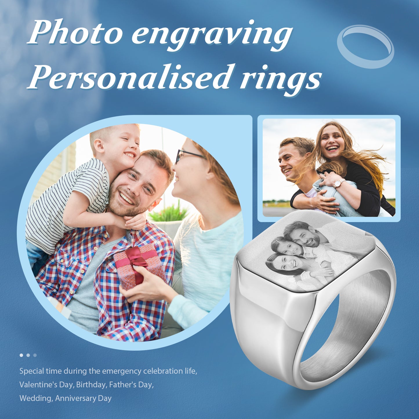 Customised Signet Ring For Men | Personalised Photo Ring For Him | Custom Signet Ring For Man