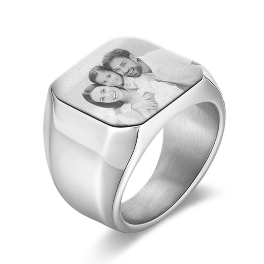 Customised Signet Ring For Men | Personalised Photo Ring For Him | Custom Signet Ring For Man