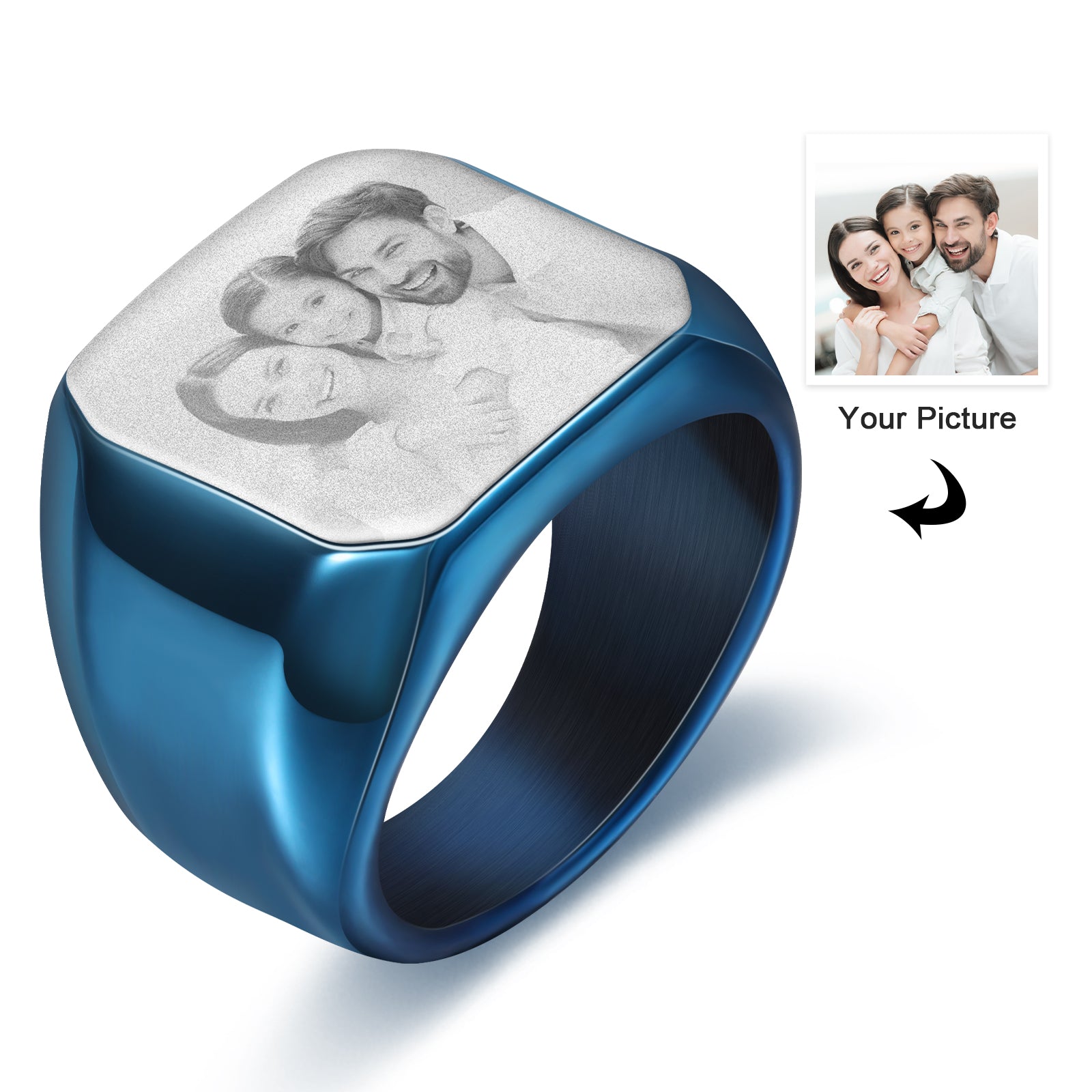 Customised Signet Ring For Men | Personalised Photo Ring For Him | Custom Signet Ring For Man