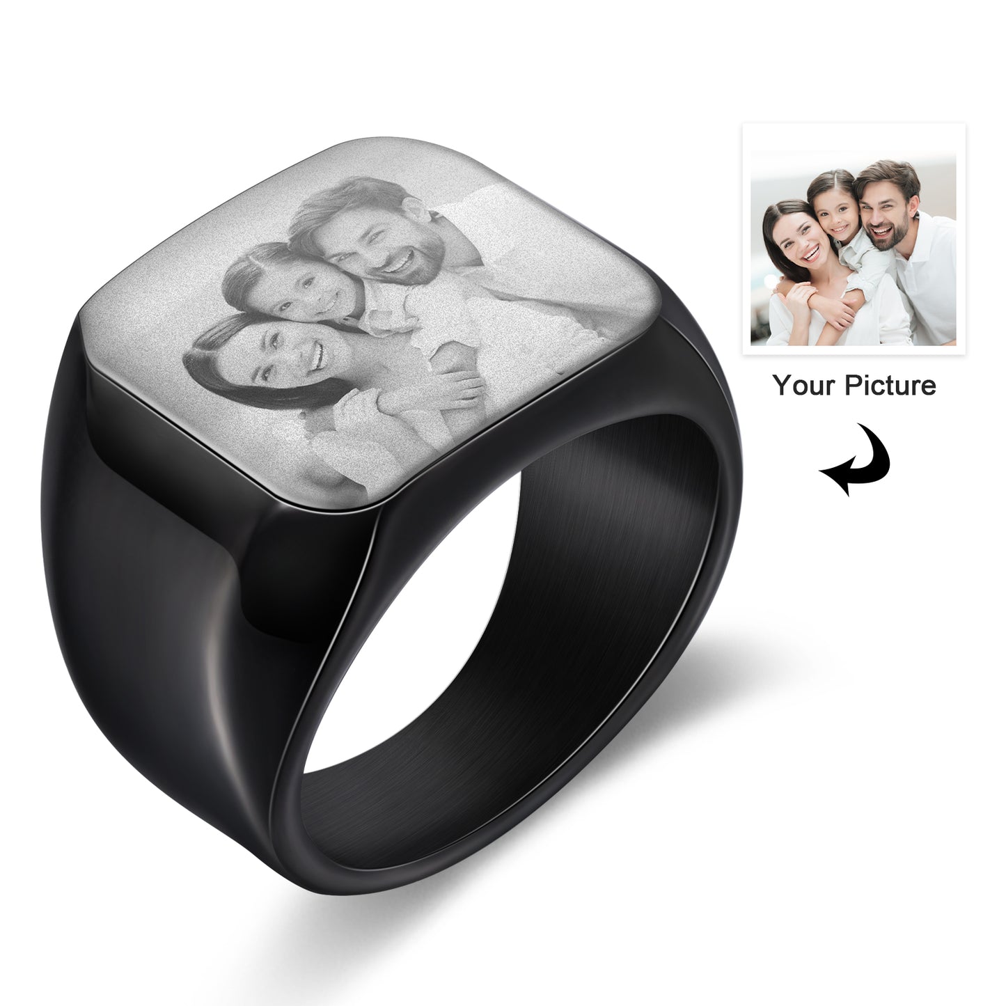 Customised Signet Ring For Men | Personalised Photo Ring For Him | Custom Signet Ring For Man