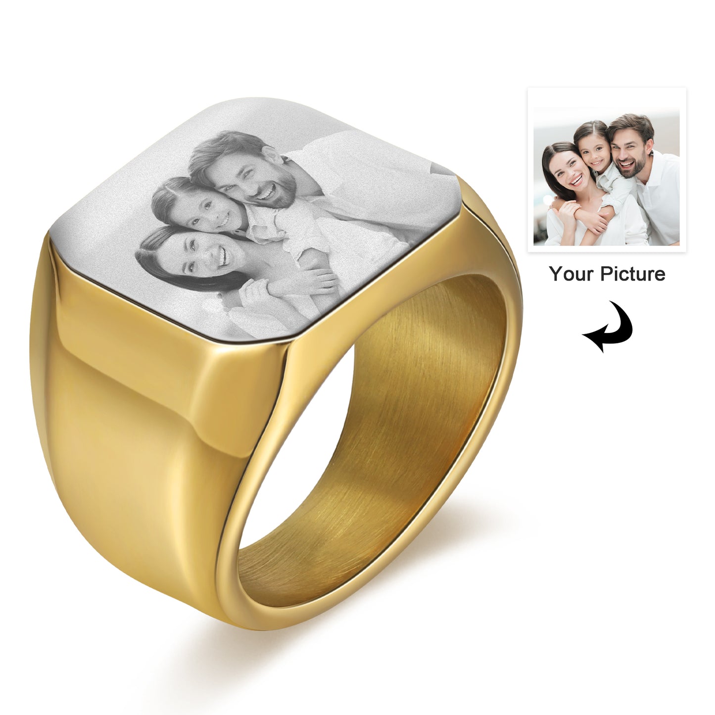 Customised Signet Ring For Men | Personalised Photo Ring For Him | Custom Signet Ring For Man