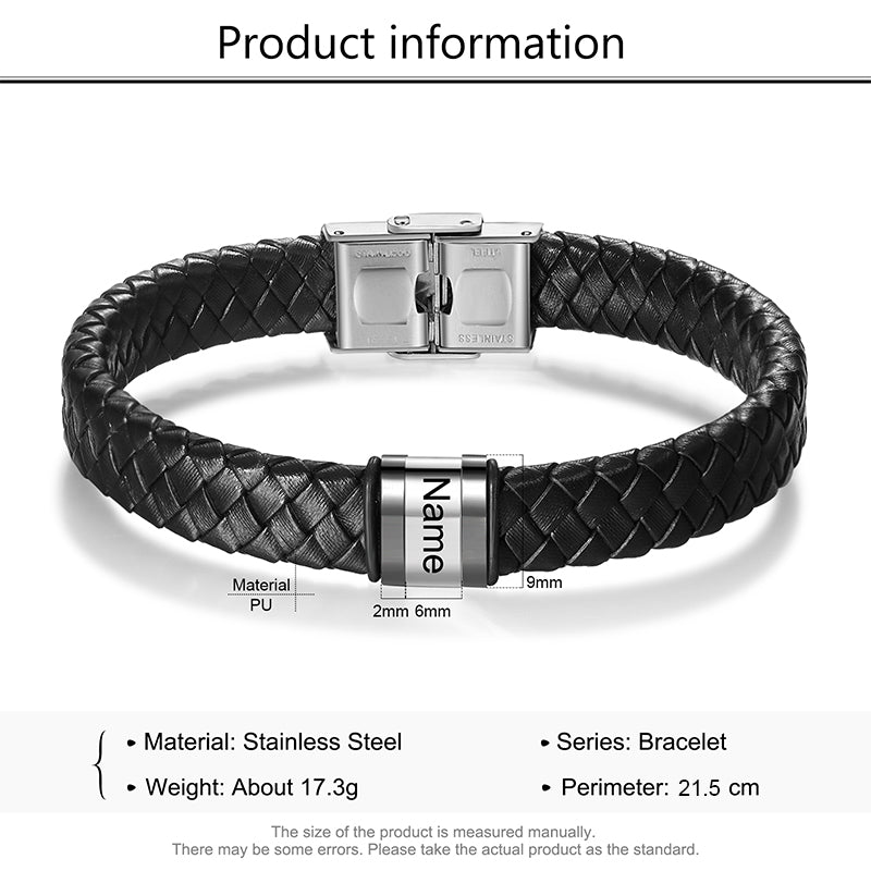 Personalised Leather Bracelet For Men | Men's Bracelets | Personalised Jewellery For Men | Personalised Gift For Him