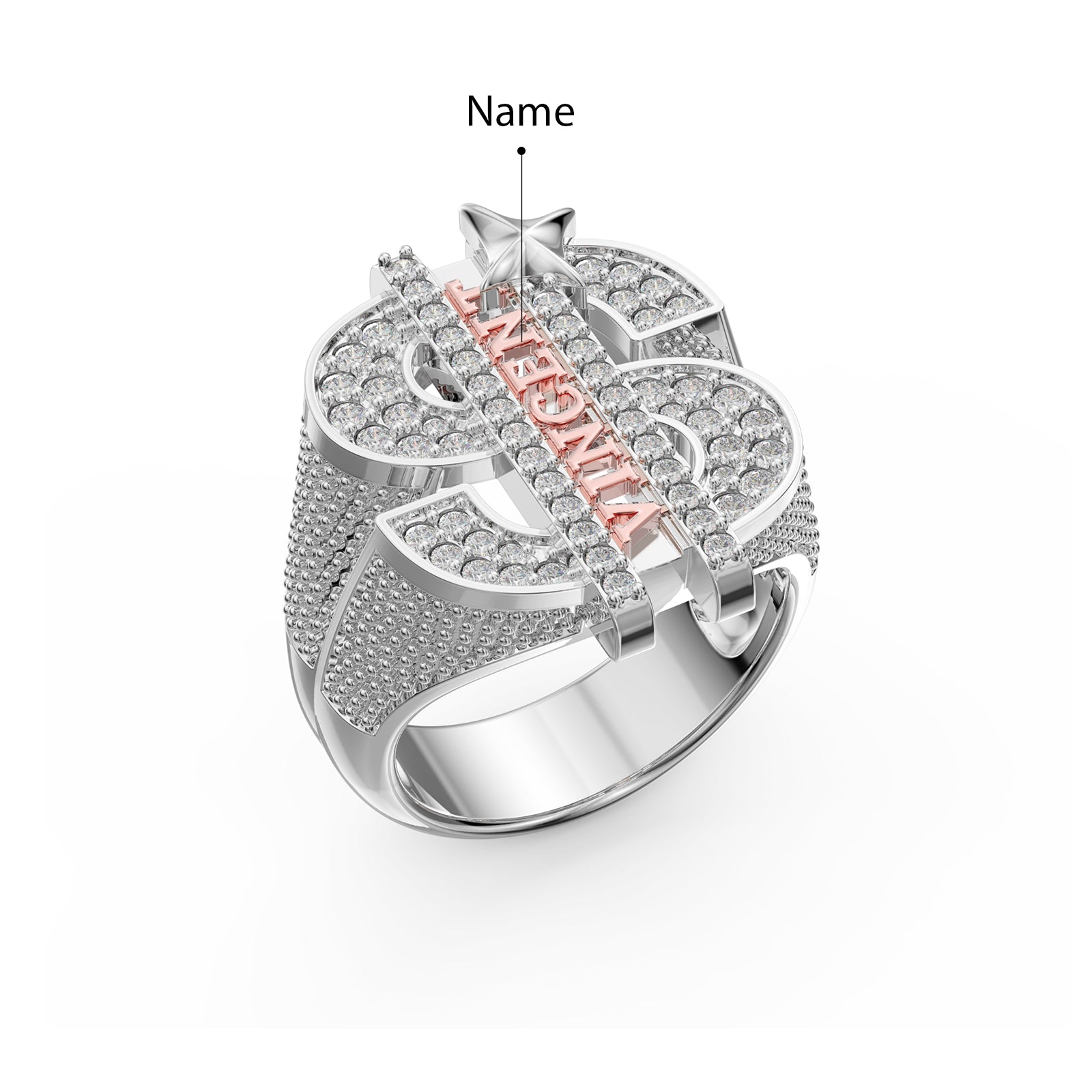 Custom Men's Dollar Ring | Personlaised 3D Name Ring For Men | Men's Hip hope Ring