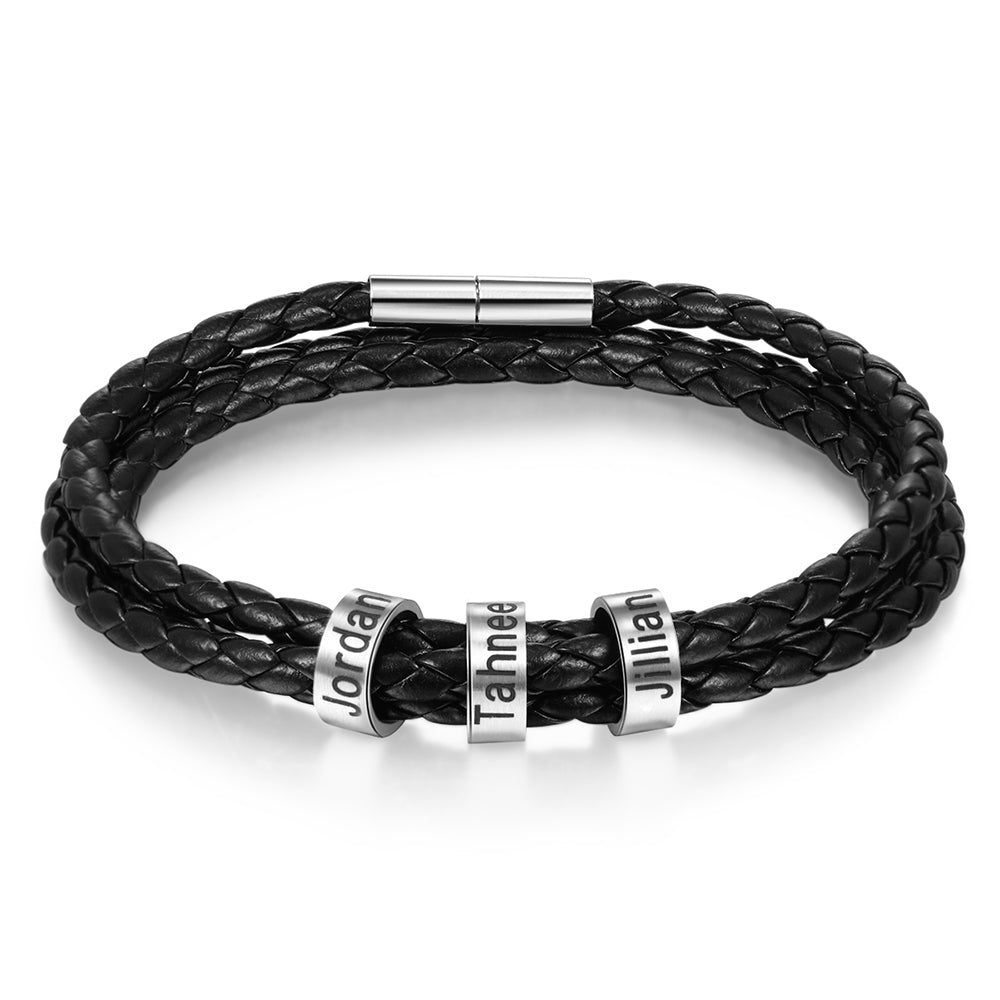 Custom Leather Bracelet for Men - Personalised Leather Bracelet for Him