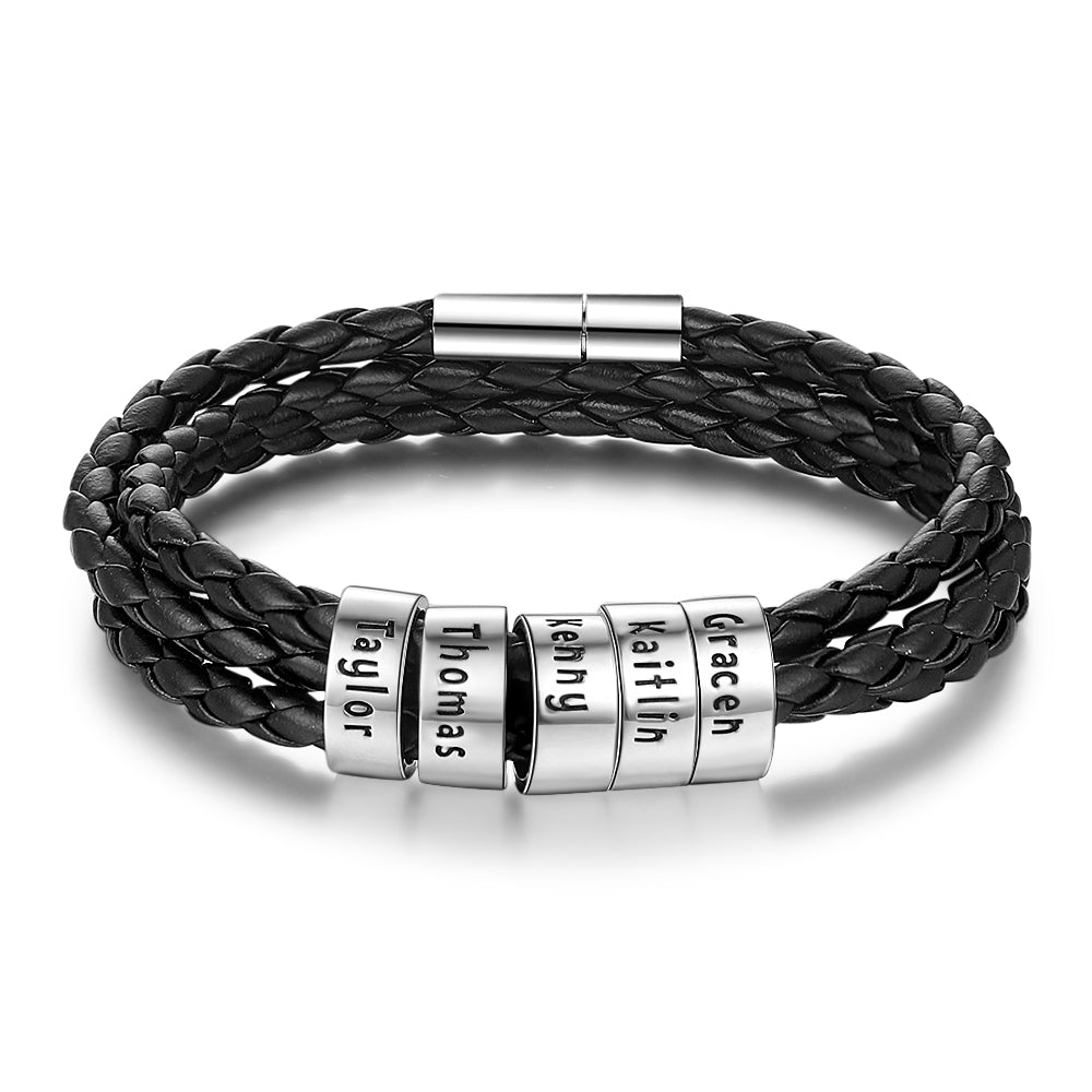 Custom Leather Bracelet for Men - Personalised Leather Bracelet for Him