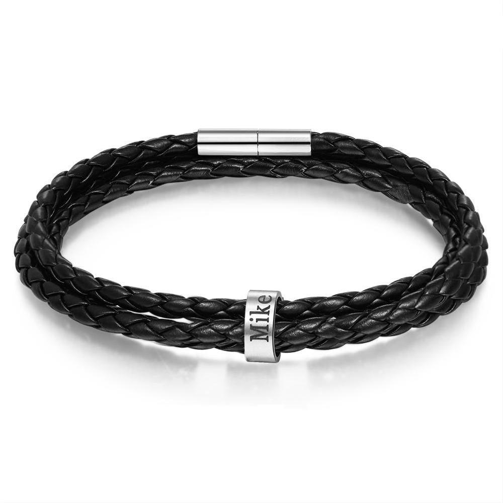 Custom Leather Bracelet for Men - Personalised Leather Bracelet for Him