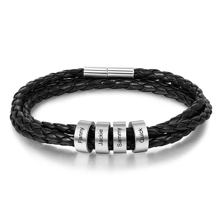 Custom Leather Bracelet for Men - Personalised Leather Bracelet for Him