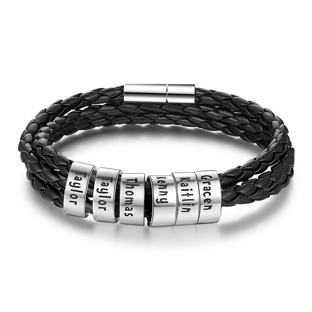 Custom Leather Bracelet for Men - Personalised Leather Bracelet for Him